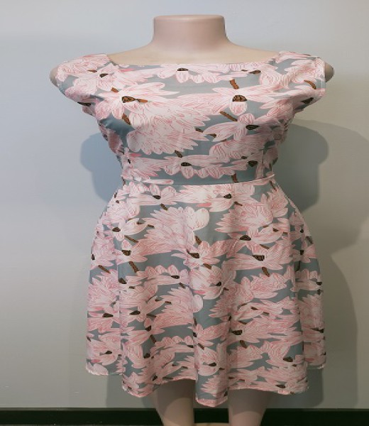 Grey Pink Floral Dress