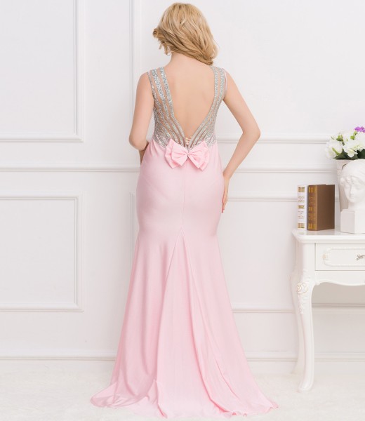 Ballgown. Pink. Sparkle back w Bow