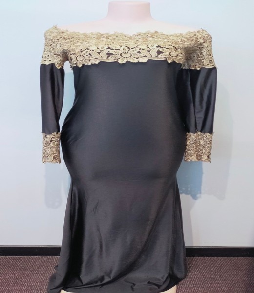 Ballgown Black Off Soulder Gold Lace