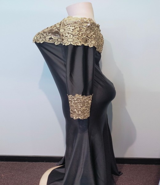 Ballgown Black Off Soulder Gold Lace