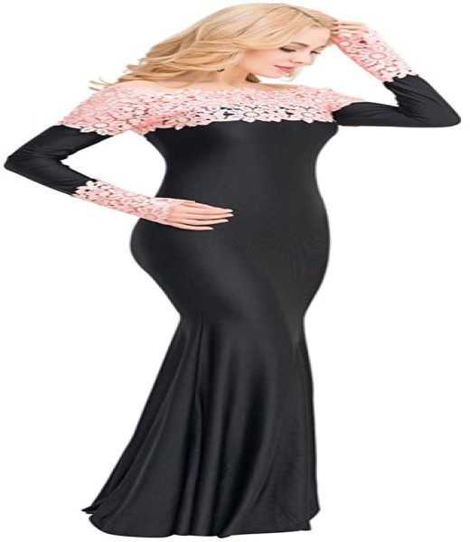 Ballgown Black Off Soulder Peach Lace
