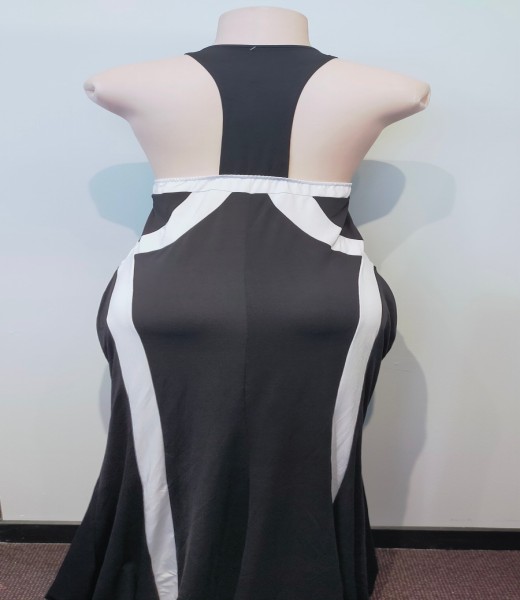 Ballgown Black w White Stripe Design