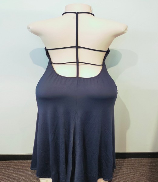 Ballgown Navy Blue Open Back