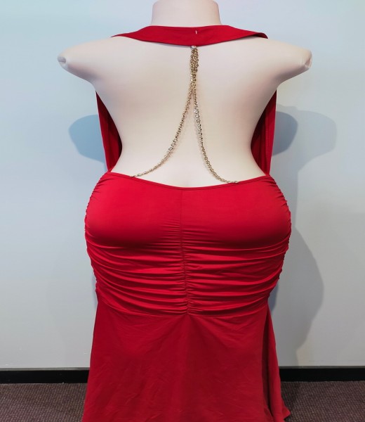 Ballgown Red Drop Front w Chain
