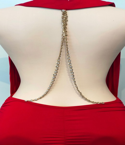 Ballgown Red Drop Front w Chain