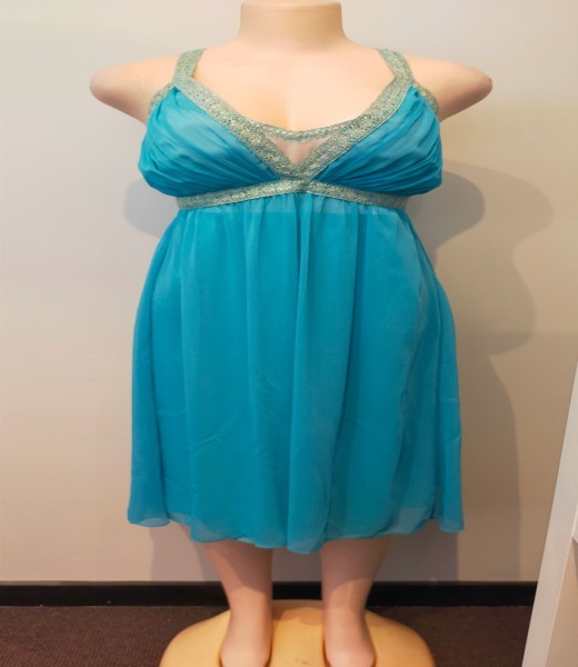Ballgown Short Blue Haulter neck Sparkle detail Straps