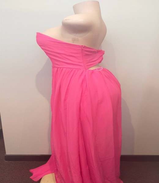 Ballgown Short Hot Pink Strapless w Train