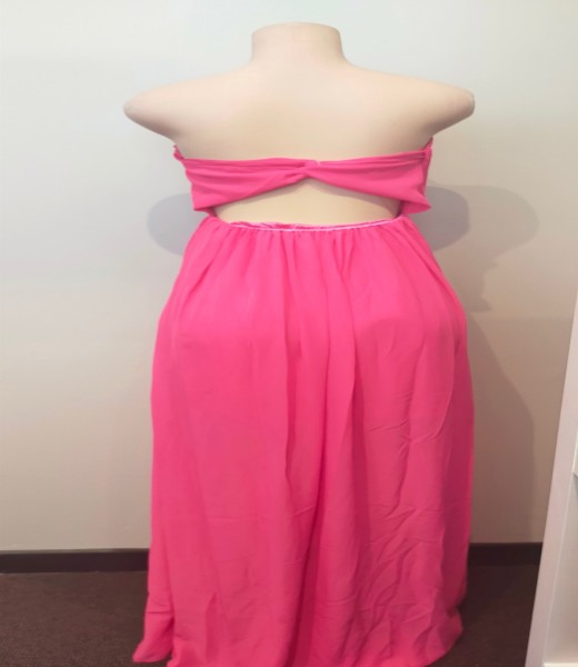 Ballgown Short Hot Pink Strapless w Train