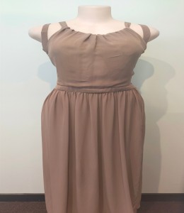 Ballgown. Tan Chiffton Crossback