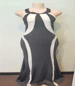 Ballgown Black w White Stripe Design