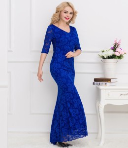 Ballgown Blue Lace 3Quater Sleeve