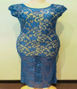 Ballgown Blue Lace with Skin clolur slip