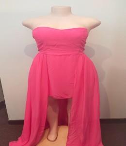 Ballgown Short Hot Pink Strapless w Train