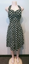 Black Cotton Dress / Medium White Polkadots