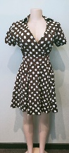 Brown Cotton Dress / Medium White Polkadots