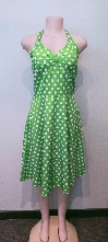 Green Dress / Small White Polkadots