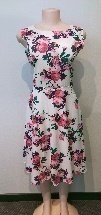 White Dress Pink / Purple Roses