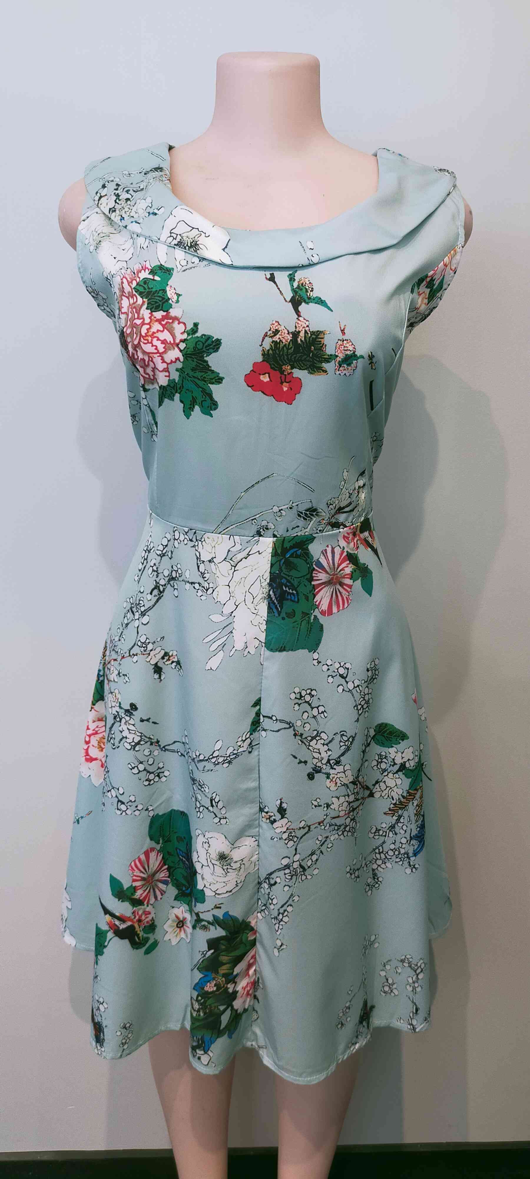 Turquoise Dress with Flowers