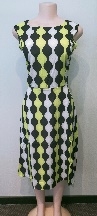 Black/White/Yellow Patterned Dress