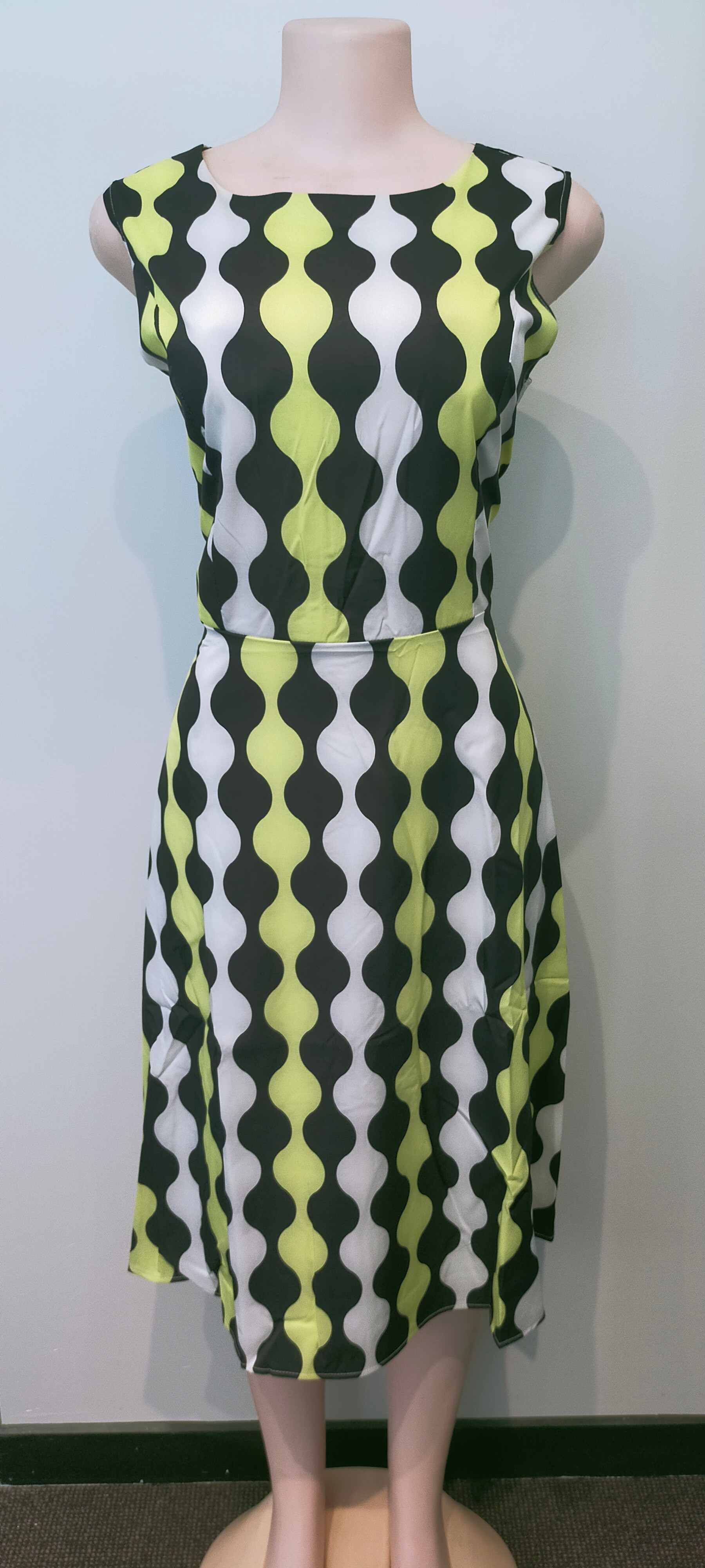 Black/White/Yellow Patterned Dress