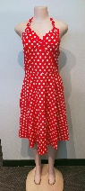 Red Polkadot White Dress (not cotton)