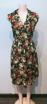 Black Cotton Dress with Brown & Red Flowers (2 styles)