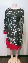 Black Dress / White FLowers / Red Trim