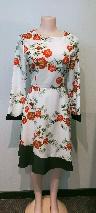 White Dress / Orange Flowers / Black Trim