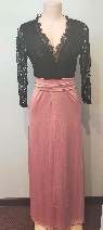 Black Lace Top / 3/4 sleeves / Pink bottom & tie