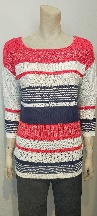 Red & White Knit / Blue Stripes
