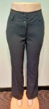 Black Pattern Pant w Cuff / Side Pockets / 3 Button + Zip Front