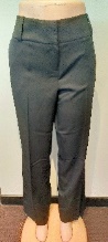 Black Pant / Leather Edged Front, Single Back Pockets / Double Hook + Zip Front